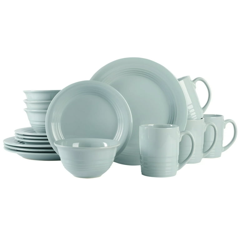 Martha Stewart Everyday Stoneware Dinnerware Set, 16 Piece, Grey