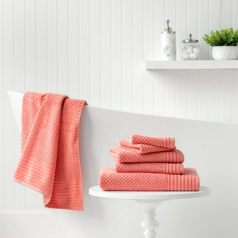 Martha Stewart Everyday Texture Towel 6 Piece Set - Gaugan Coral 