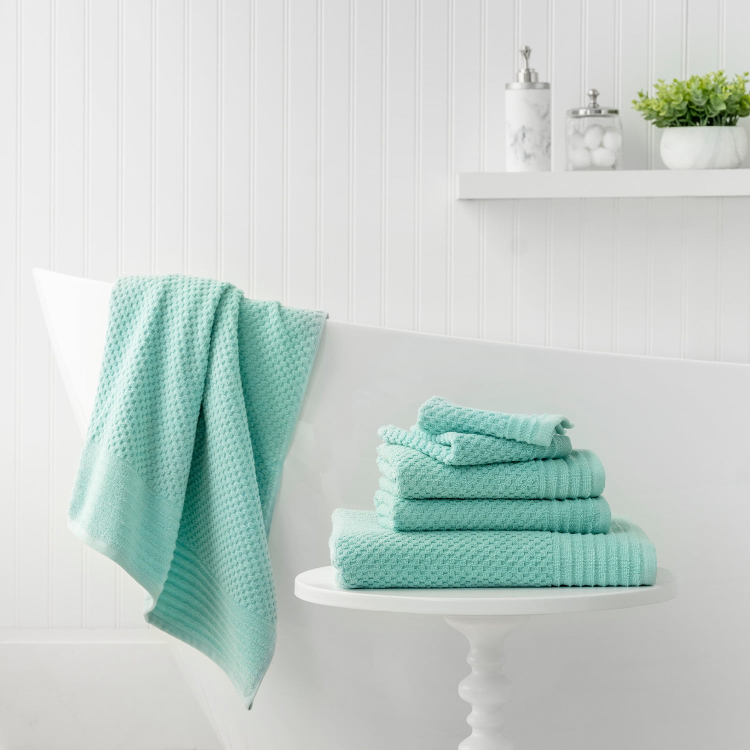 Martha Stewart Everyday Texture Towel 6 Piece Set - Green Blue