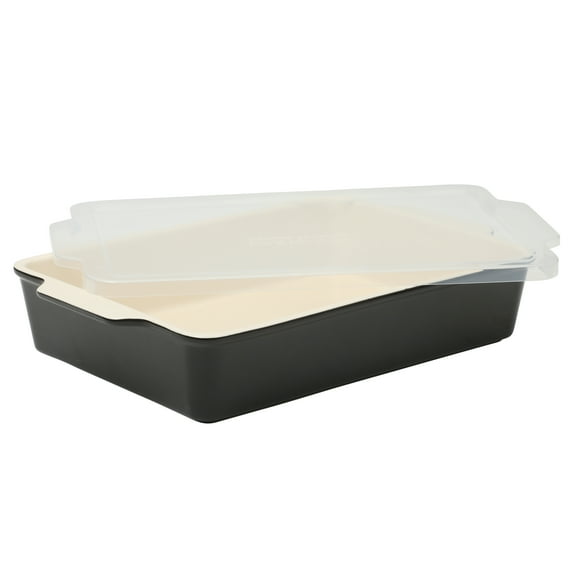 Martha Stewart Everyday Tilden 9"x12" Stoneware Casserole Baking Dish with Lid, Black