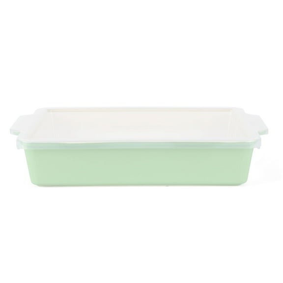 Martha Stewart Everyday Tilden 9"x12" Stoneware Casserole Baking Dish with Lid, Sage Green