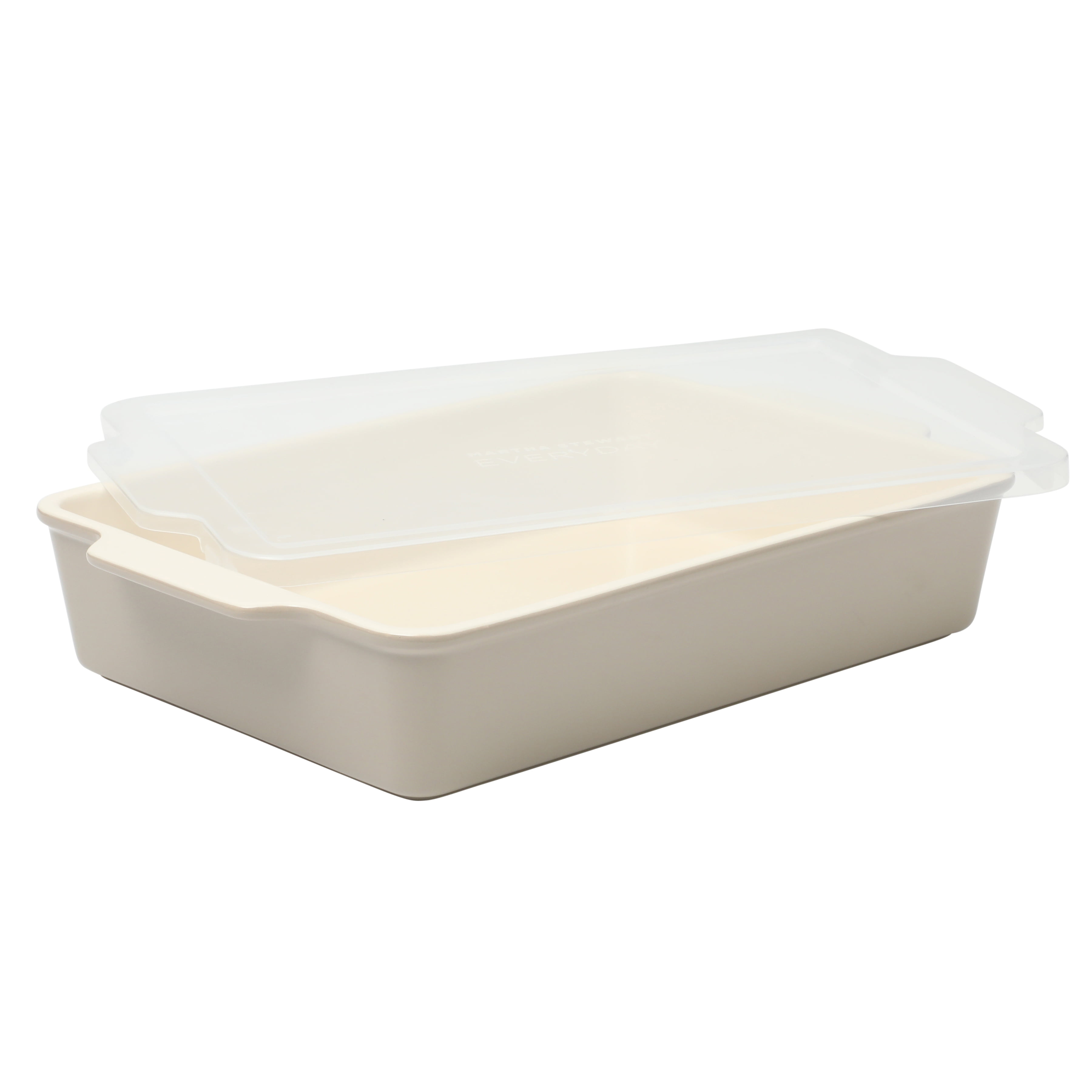 Martha Stewart Everyday Tilden 9" x 12" Stoneware Casserole Baking Dish with Lid, Taupe