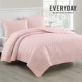 thumbnail image 1 of Martha Stewart Everyday Ultra Soft Brushed 100% Premium Microfiber 3 Piece King Quilt Set, 1 Quilt 90" x 90" with 2 Pillow Shams, Lightweight & Durable Bedding, Coverlet For All Season, Pink, 1 of 8