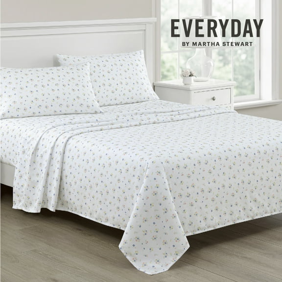 Martha Stewart Everyday Ultra Soft Washed Microfiber Twin/Twin XL College Dorm Sheets Set, 3 Piece Set, 1 Fitted, 1 Flat & 1 Pillowcase, Deep Pocket, Durable & Lightweight Bedding, Lexie floral Multi