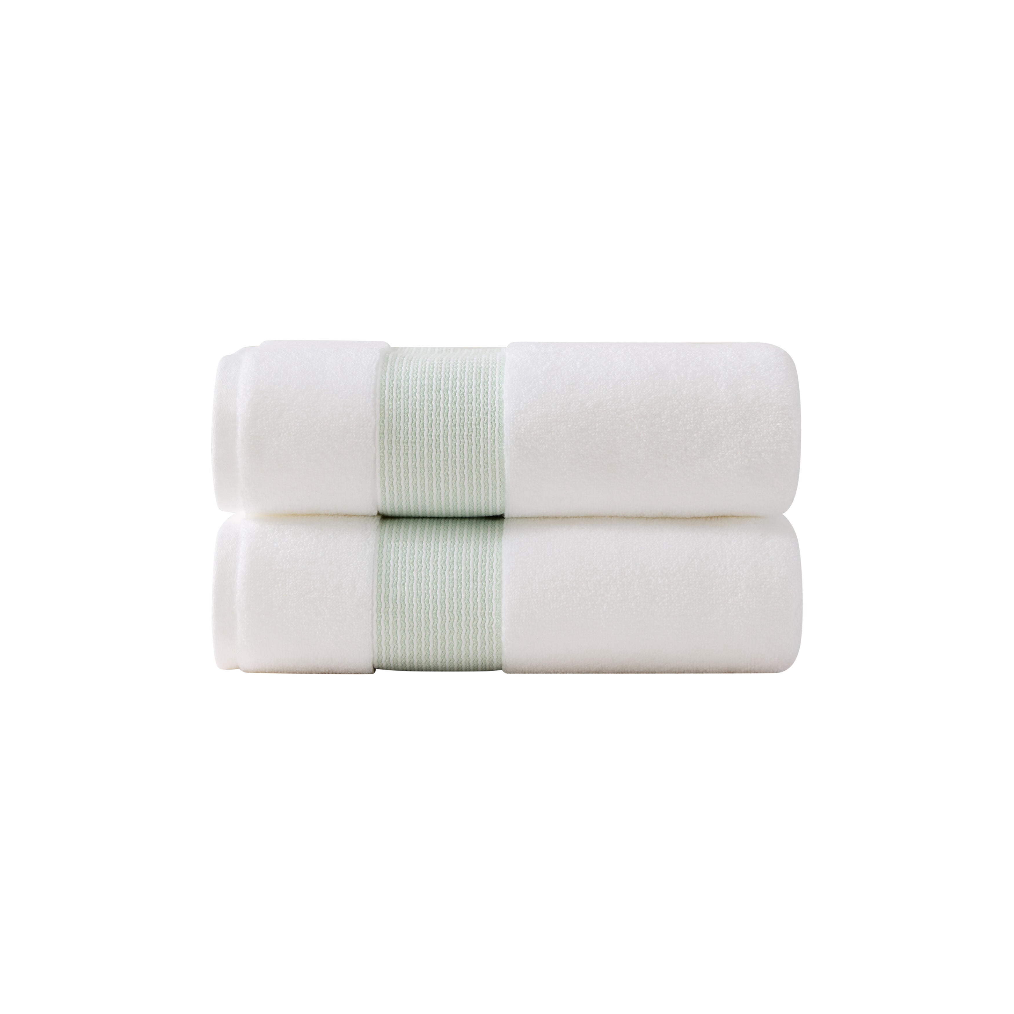 Martha Everyday Wavy Tide 2-Piece White /Sage Solid Zero Twist Cotton Bath Towel Set