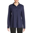 thumbnail image 1 of Martha Stewart Everyday Women's Knit Button Down Long Sleeve Shirt, 1 of 5