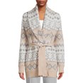 thumbnail image 1 of Martha Stewart Everyday Womens Fair Isle Shawl Cardigan, 1 of 5