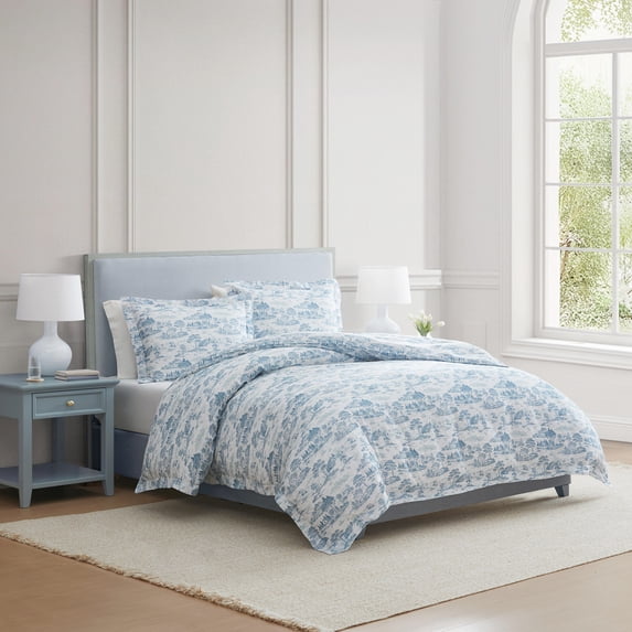 Prisma Soft Machine Martha Stewart Farmhouse Toile White Full/Queen Duvet Cover Set, Soft ...