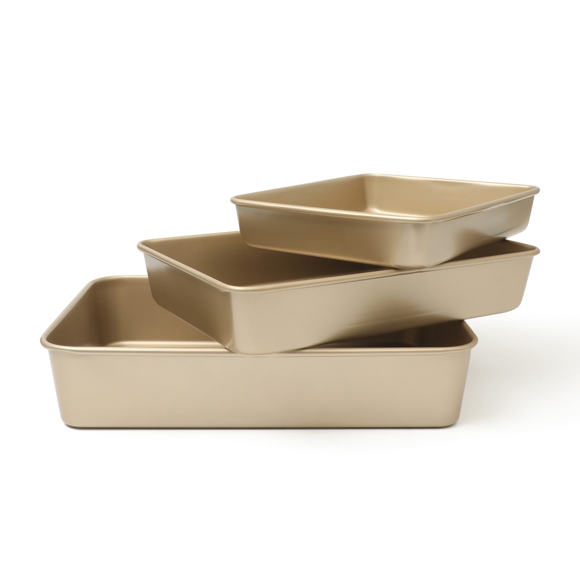 Martha Stewart Gallen 3-Piece Cookie Sheet Set – 13", 15", 17" Baking Pans, Ceramic Nonstick, Carbon Steel, Champagne – Oven Safe to 450°F - Taupe
