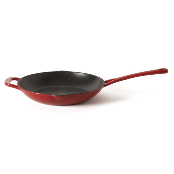Martha Stewart Gatwick 12” Enameled Cast Iron Skillet, PFAS-Free, CRed Exterior with Matte Black Enamel Interior, Rust Resistant, Oven Safe