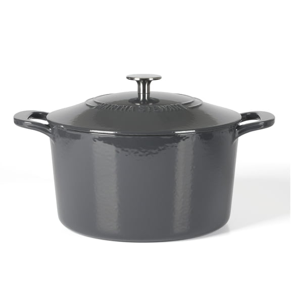 Martha Stewart Gatwick 7 QT Enamel Cast Iron Dutch Oven, Gray