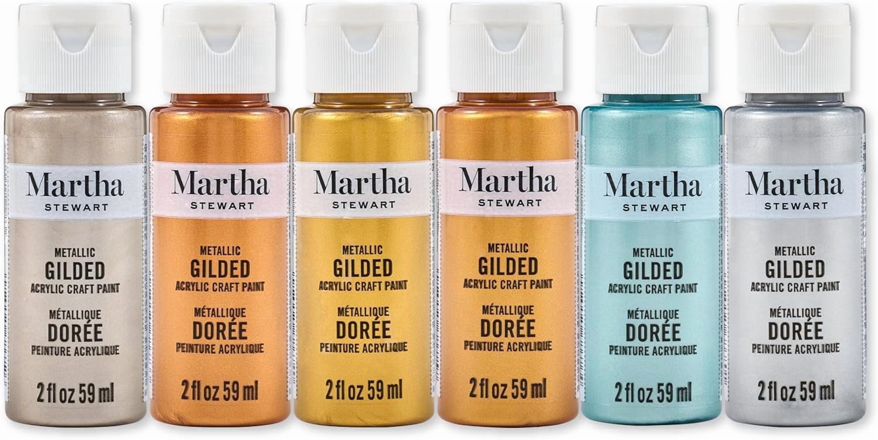 Martha Stewart Multi-Surface Acrylic Craft Paint, Metallic Finish, Gilded Metallics, Set of 6, 2 fl oz