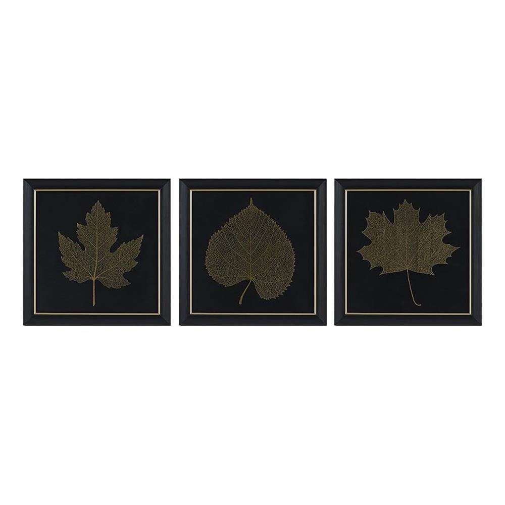 Gilded Trio Gold Metallic Leaf Framed Wall Art Set
