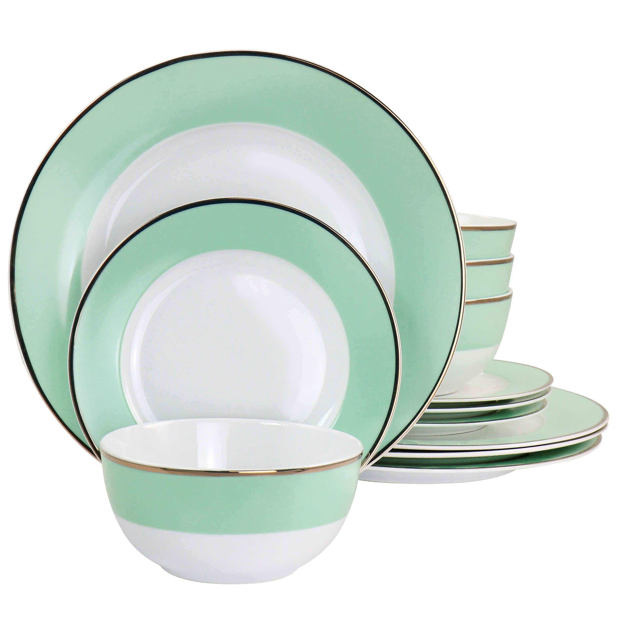Martha Blue and White Ceramic 12-Piece Dinnerware Set