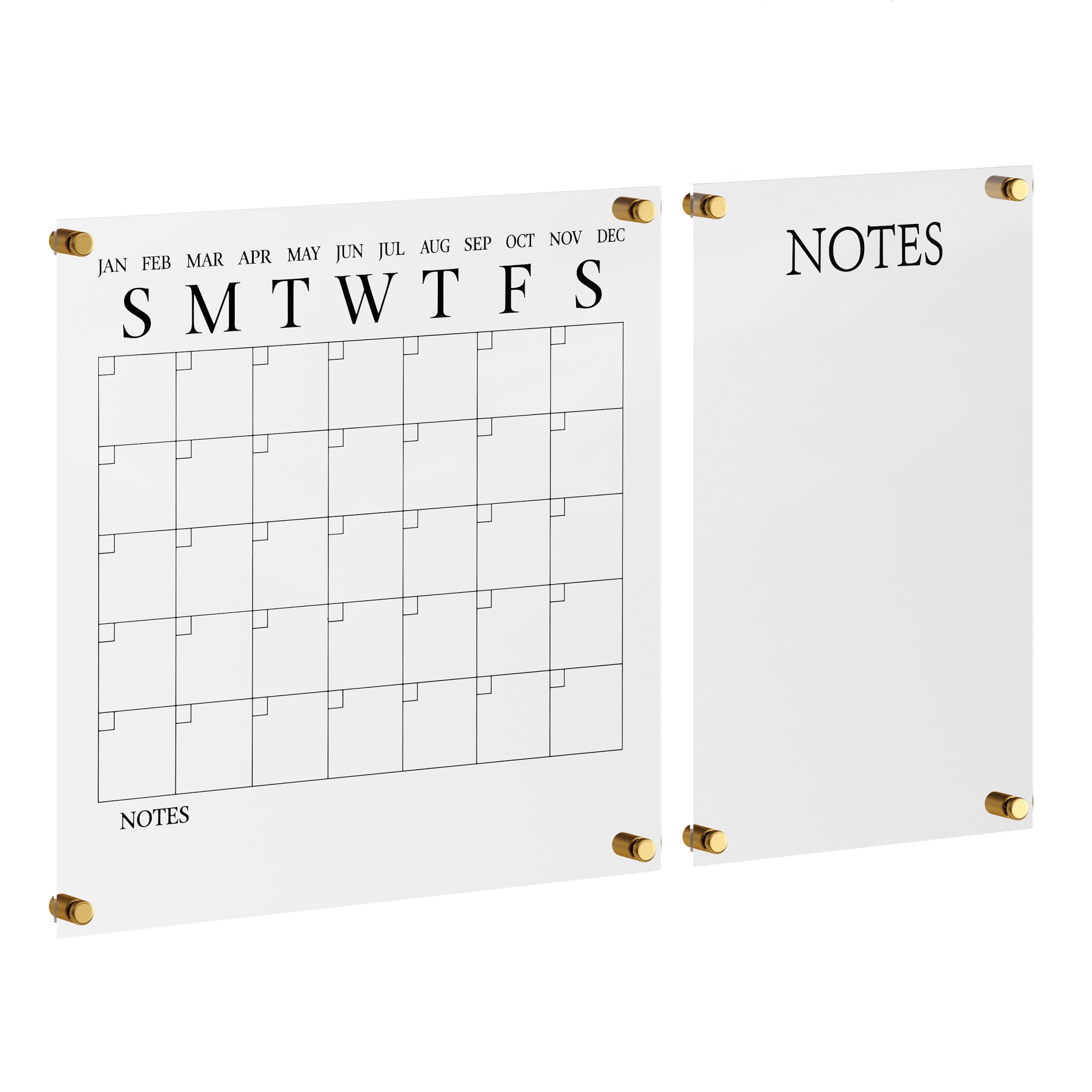 Clear Acrylic Wall Calendar and Notes Board Set with Marker