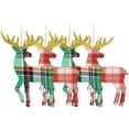 thumbnail image 1 of Martha Stewart Holiday Reindeer Ornament 4 Piece Set in Red and Green, 1 of 4