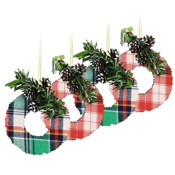 Martha Stewart Holiday Wreath Ornament 4 Piece Set in Red and Green