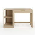 thumbnail image 1 of Martha Stewart Home Office Modular Single-Drawer Desk with 2 Tier Shelf in Light Natural with Brushed Gold Hardware, 1 of 10