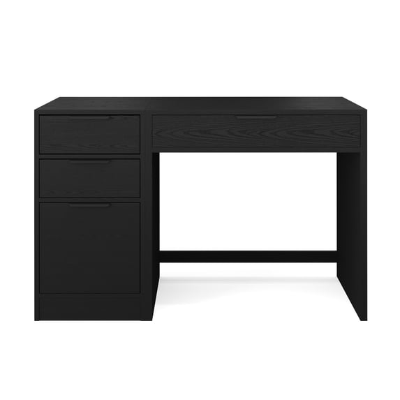 Martha Stewart Home Office Modular Single-Drawer Desk with 3 Drawer File Cabinet in Black with Oil Rubbed Bronze Hardware