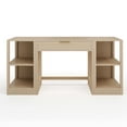 thumbnail image 1 of Martha Stewart Home Office Modular Single-Drawer Desk with Dual 2 Tier Shelves in Light Natural with Brushed Gold Hardware, 1 of 10