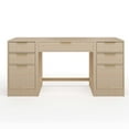 thumbnail image 1 of Martha Stewart Home Office Modular Single-Drawer Desk with Dual 3 Drawer File Cabinets in Light Natural with Brushed Gold Hardware, 1 of 10