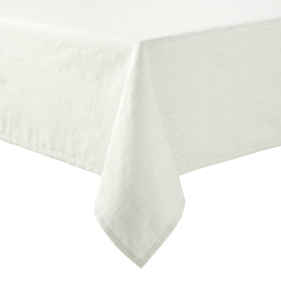 Martha Stewart Honeycomb Modern Farmhouse Fabric Tablecloth, Beige, 60"x102"