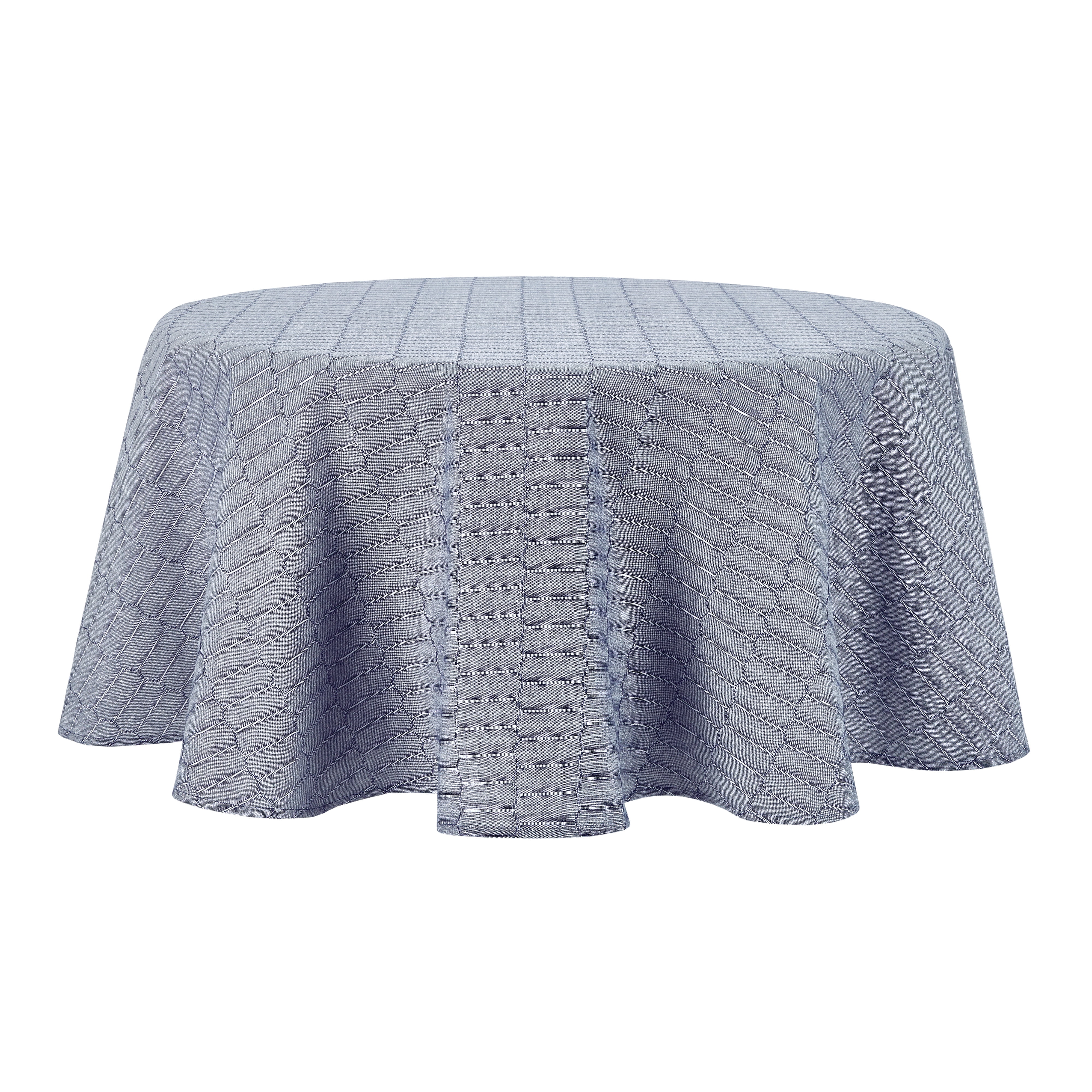 Martha Stewart Honeycomb Modern Farmhouse Fabric Tablecloth, Blue, 70" Round