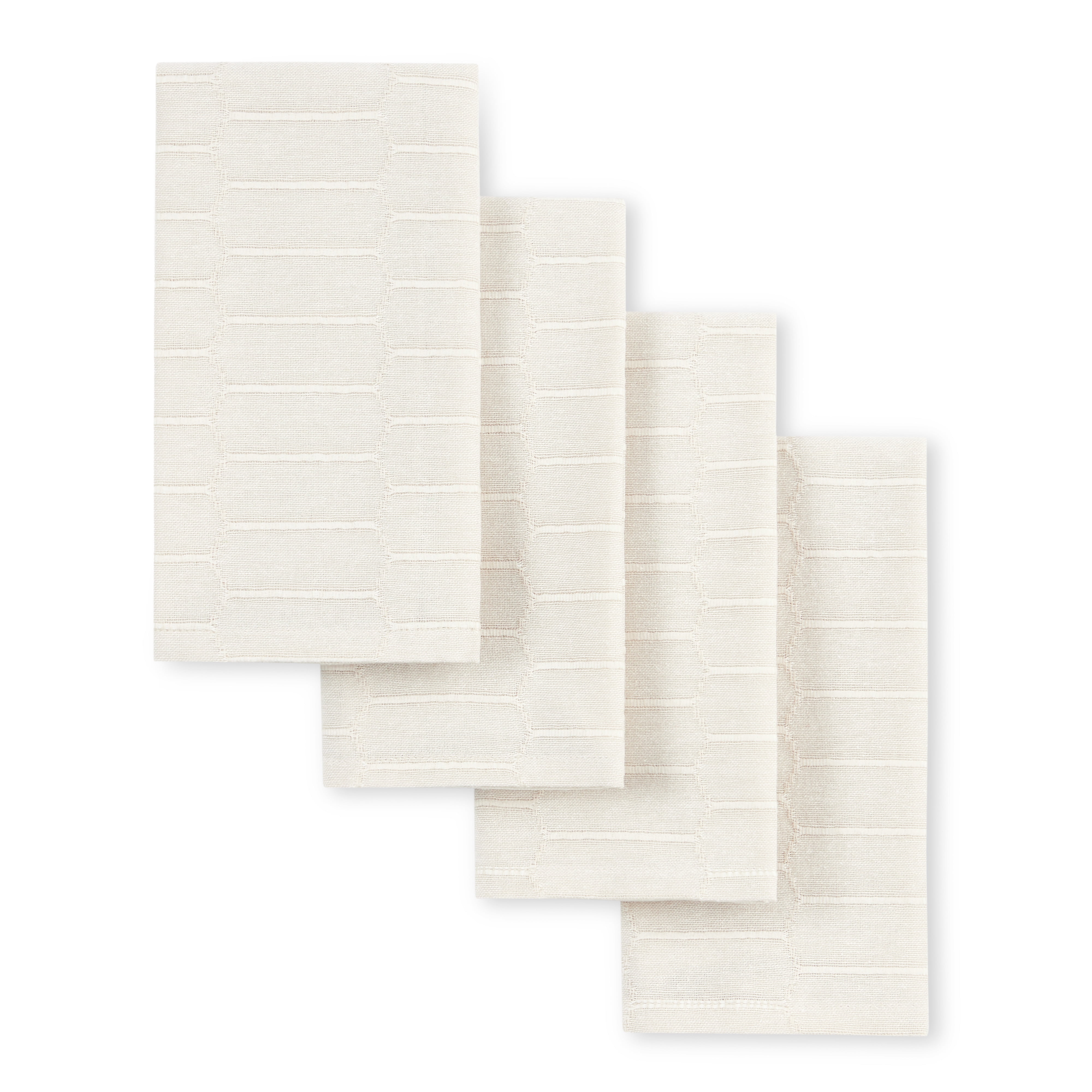 Martha Stewart Honeycomb Modern Farmhouse Napkin 4-Pack Set, Beige, 19"x19"