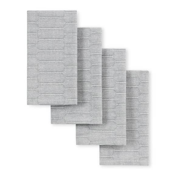 Martha Stewart Honeycomb Modern Farmhouse Napkin 4-Pack Set, Charcoal Grey, 19"x19"