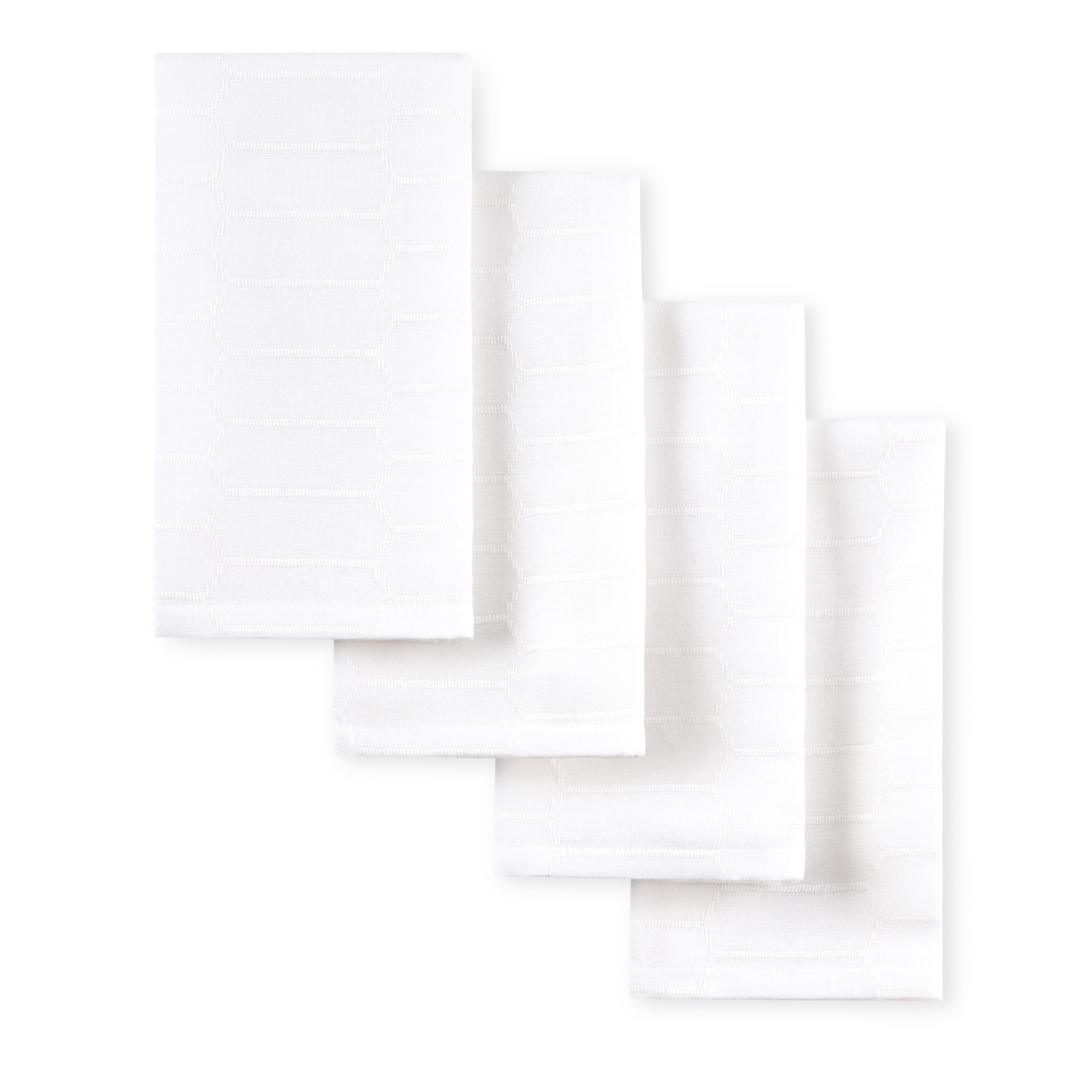 Martha Stewart Honeycomb Modern Farmhouse Napkin 4-Pack Set, White, 19"x19"