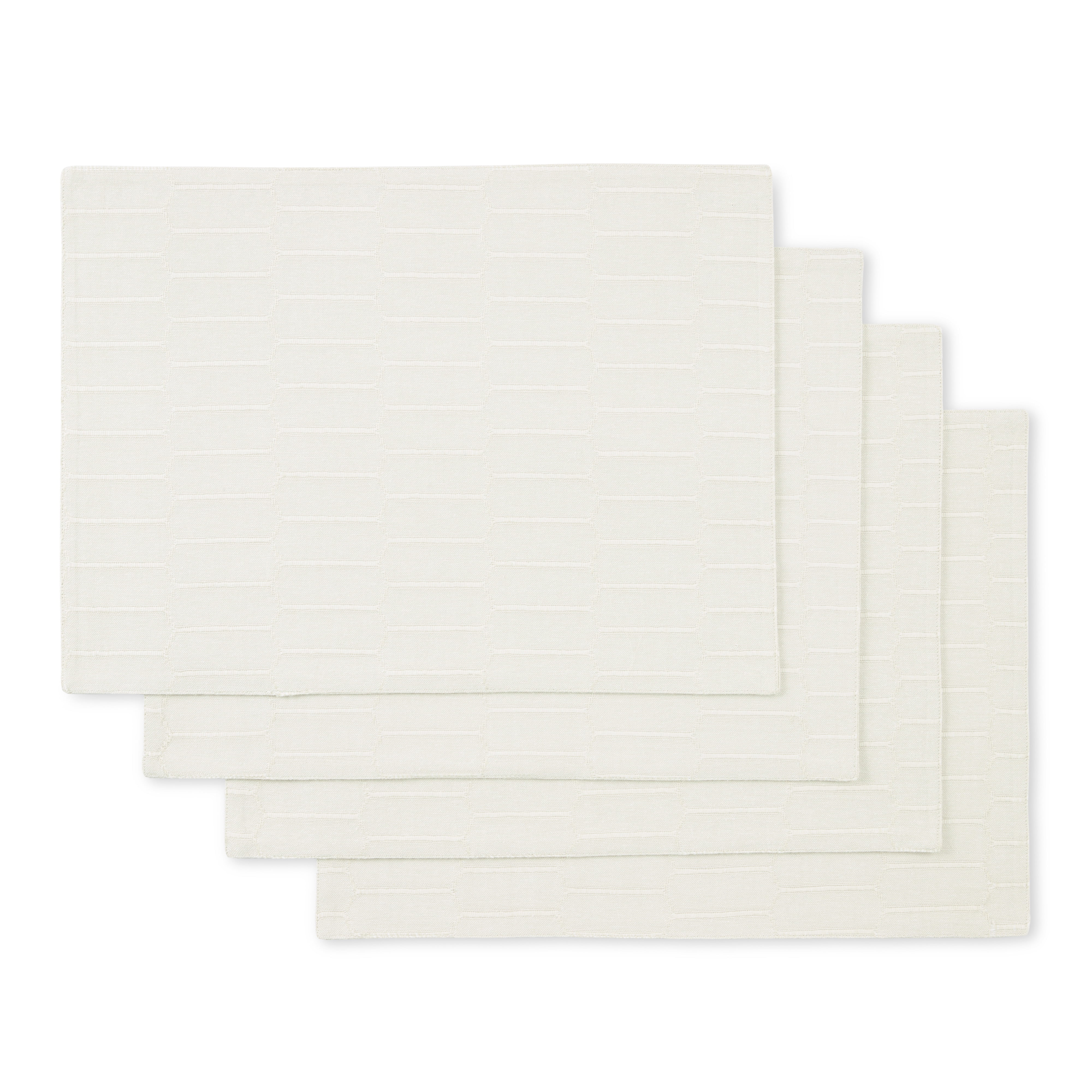 Beige Honeycomb Reversible Cotton-Blend Placemats, 4-Pack, 13"x17.5"