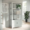 thumbnail image 1 of Martha Stewart Hutton Four Tier Shaker Style Bookcase with Storage Cabinet in Gray with Brushed Nickel Hardware, 1 of 16
