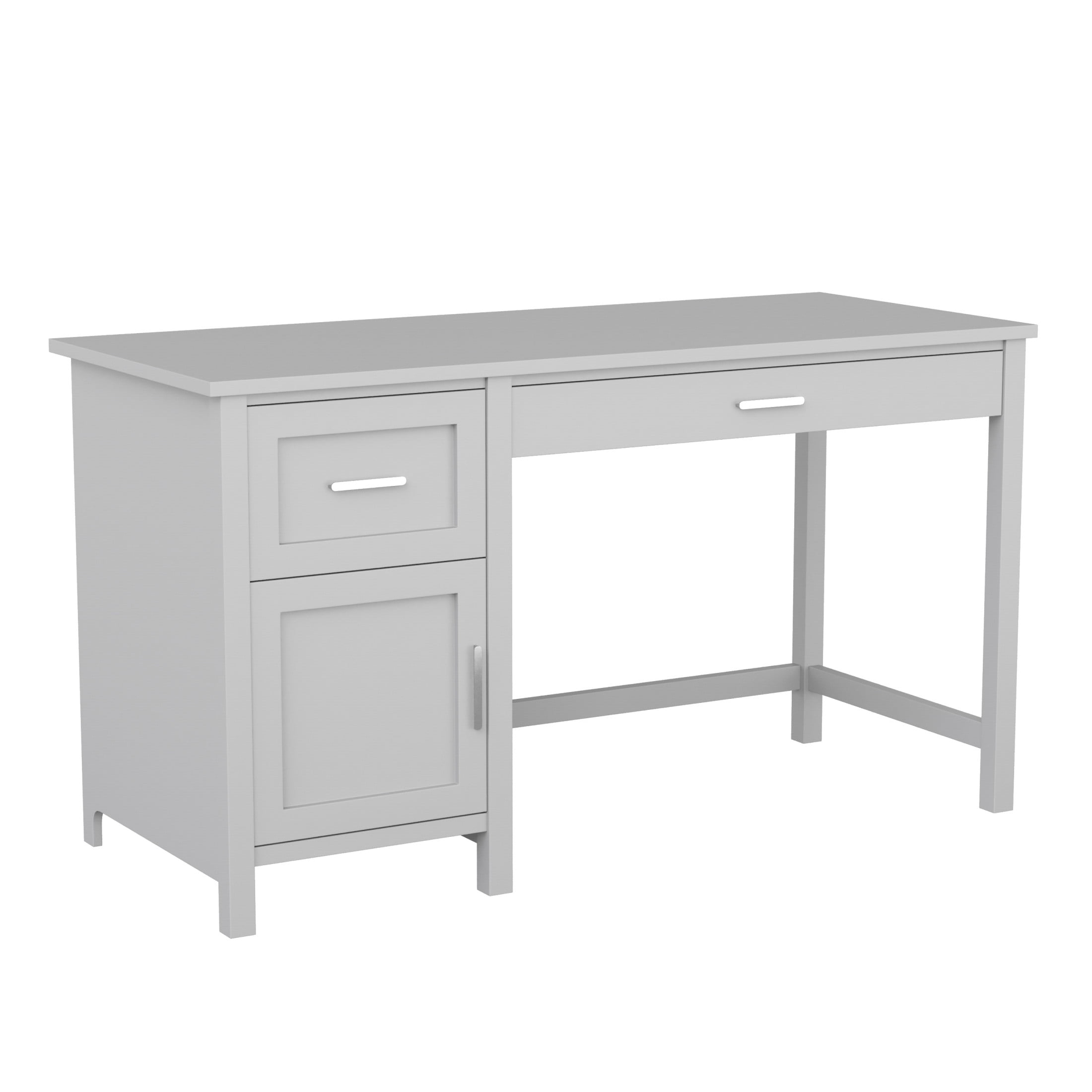 Gray Wood Home Office Desk with Drawer and Filing Cabinet
