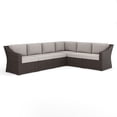 thumbnail image 1 of Martha Stewart Indoor-Outdoor Modular Patio 6-Seat Sectional Sofa in Brown Rattan Wicker with Tan All-Weather Cushions, 1 of 11