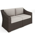 thumbnail image 1 of Martha Stewart Indoor-Outdoor Modular Patio Loveseat in Brown Rattan Wicker with Tan All-Weather Cushions, 1 of 11