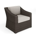 thumbnail image 1 of Martha Stewart Indoor-Outdoor Patio Accent Chair in Brown Rattan Wicker with Tan All-Weather Cushions, 1 of 11