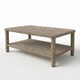 thumbnail image 1 of Martha Stewart Indoor-Outdoor Patio Coffee Table with Lower Storage Shelf in Weathered Gray Rattan Wicker, 1 of 11