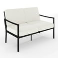 thumbnail image 1 of Martha Stewart Indoor-Outdoor Patio Loveseat with Steel Frame in Black with Cream All-Weather Cushions, 1 of 12
