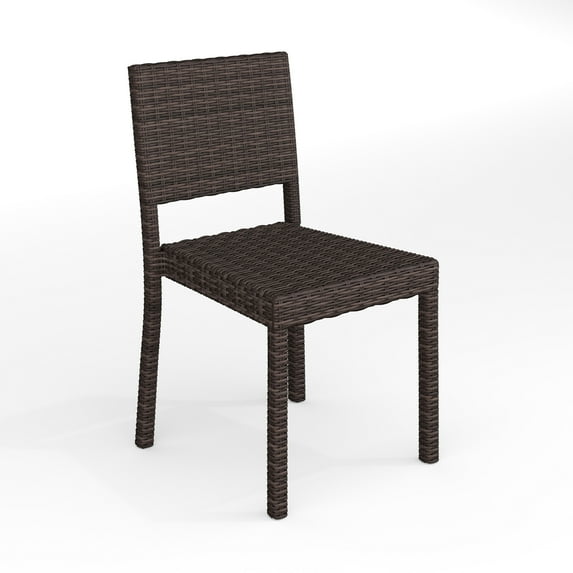 Martha Stewart Indoor-Outdoor Stackable Patio Dining Chair in Brown Rattan Wicker