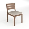 thumbnail image 1 of Martha Stewart Indoor-Outdoor Stackable Patio Dining Chair with Brown Brushed Woodgrain Aluminum Finish and Cream All-Weather Seat Cushion, 1 of 13
