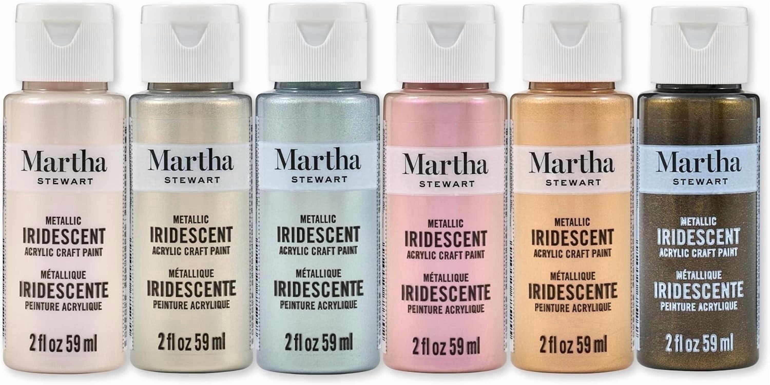 Martha Stewart Multi-Surface Acrylic Craft Paint, Metallic Finish, Iridescent Metallics, Set of 6, 2 fl oz