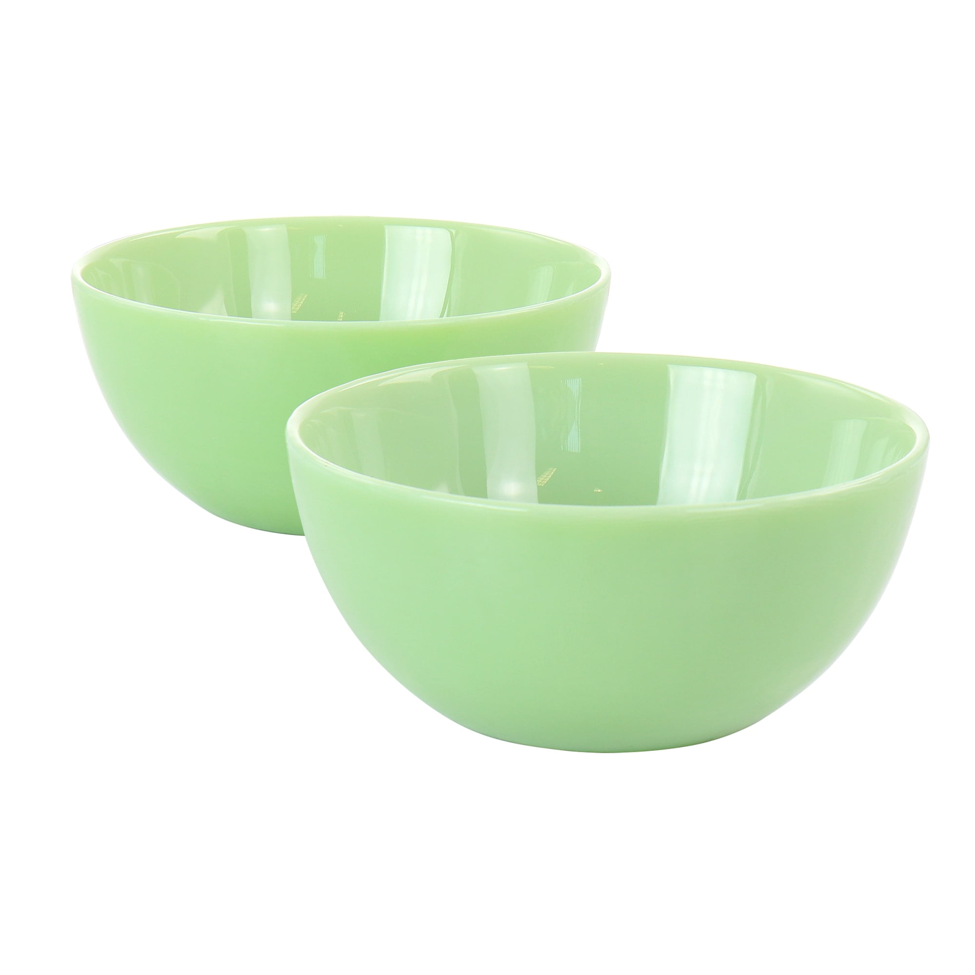 Jadeite Glass Cereal and Soup Bowl Set, Jade Green