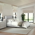 thumbnail image 1 of Martha Stewart Kay Full Upholstered Platform Bed with Channel Stitched Wingback Headboard and Cushioned Siderails, Wood Slat Foundation, No Box Spring Needed, Gray, 1 of 11