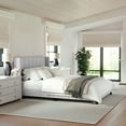 thumbnail image 1 of Martha Stewart Kay Queen Upholstered Platform Bed with Channel Stitched Wingback Headboard and Cushioned Siderails, Wood Slat Foundation, No Box Spring Needed, Gray, 1 of 11