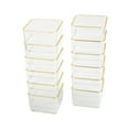 thumbnail image 1 of Martha Stewart Kerry 12 Pack Plastic Stackable Office Desk Drawer Organizers with Gold Trim, 3" x 3", 1 of 10