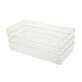 thumbnail image 1 of Martha Stewart Kerry 3 Pack Plastic Stackable Office Desk Drawer Organizers with Gold Trim, 12" x 6", 1 of 10
