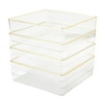 thumbnail image 1 of Martha Stewart Kerry 4 Pack Plastic Stackable Office Desk Drawer Organizers with Gold Trim, 6" x 6", 1 of 10