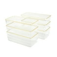 thumbnail image 1 of Martha Stewart Kerry 6 Pack Plastic Stackable Office Desk Drawer Organizers with Gold Trim, 6" x 3", 1 of 10