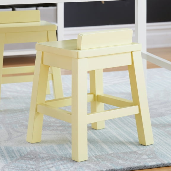 Martha Stewart Crafting Kids' Stool Set - Pastel Yellow: Children's Wooden Anti-Tipping Chair for Arts and Craft Center Activity Table