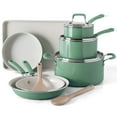 thumbnail image 1 of Martha Stewart 12-Piece Nonstick Aluminum Cookware Set with Soft Grip Handles, Sage, 1 of 10